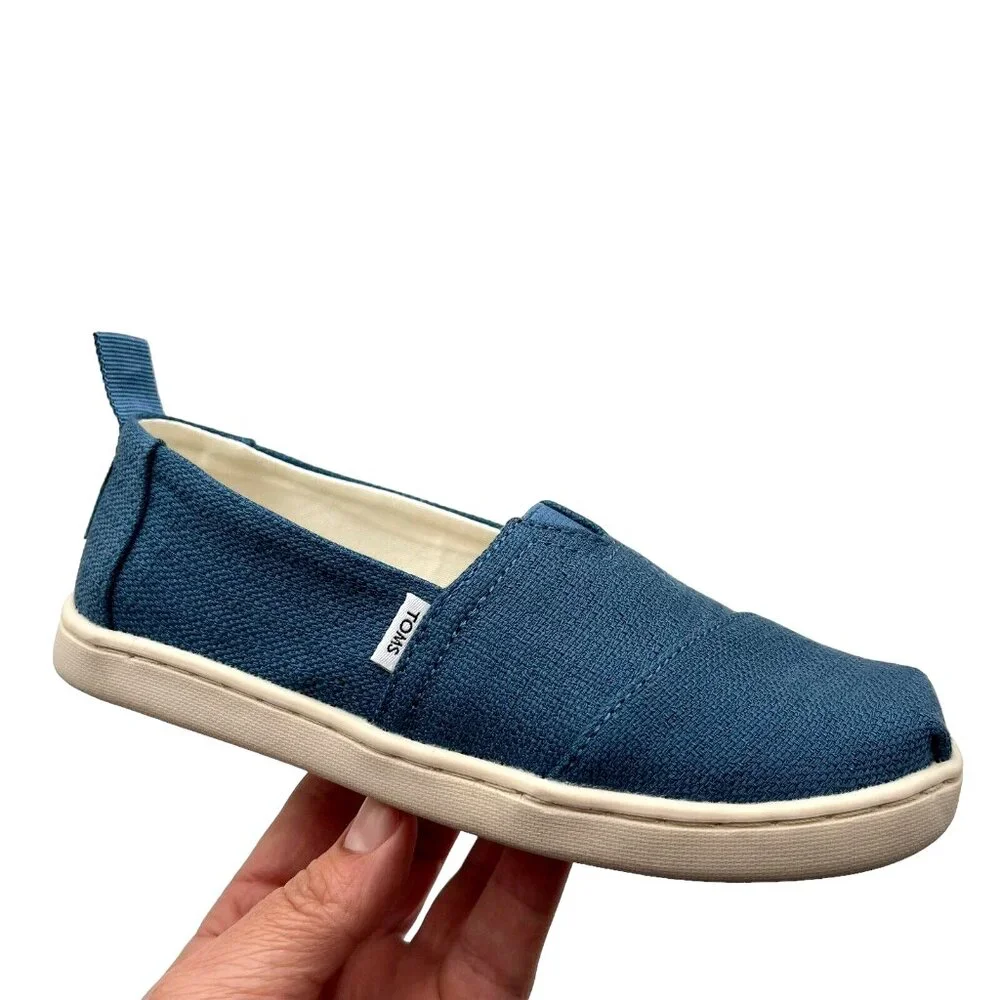 Toms Little Girls‎ Alpargata Slip-on Shoes Size 12 Ocen Blue Lightweight & Comfy